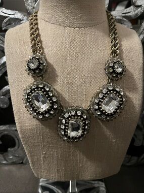 Banana Republic Clear Crystal and Gold-Tone Statement Necklace